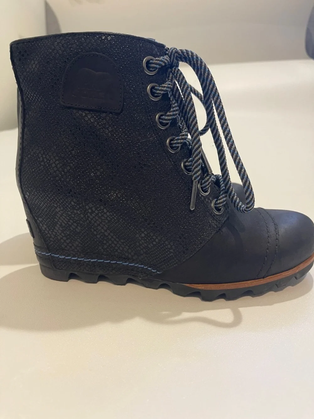 Sorel 1964 Premium Wedge Booties Black Lace-Up Boots